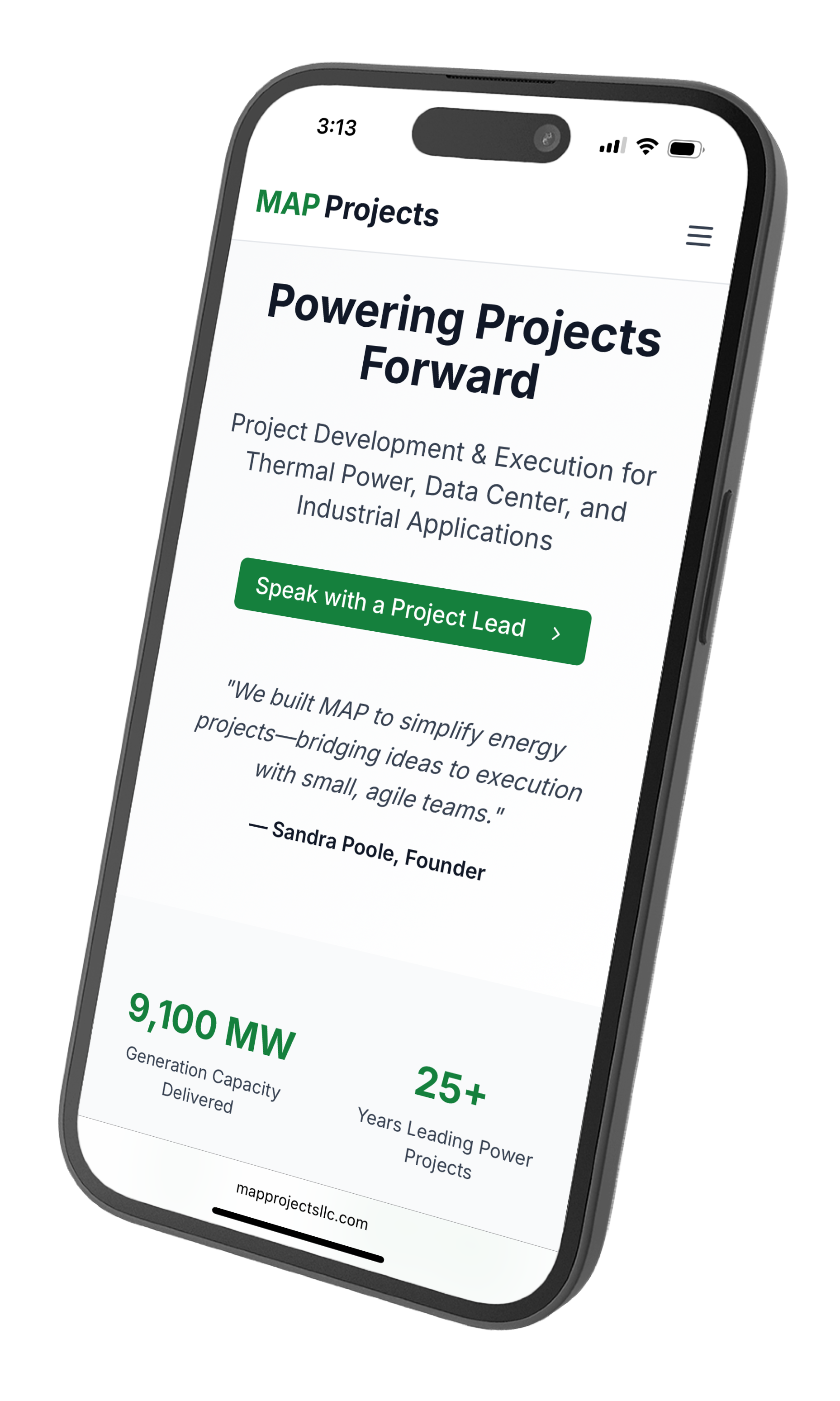 MAP Projects mobile website